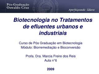 Biotecnologia no Tratamentos de efluentes urbanos e industriais