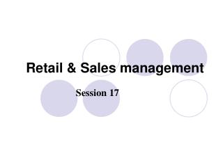 Retail & Sales management