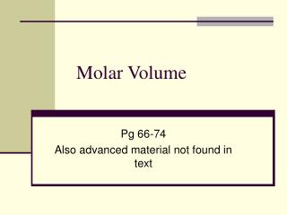 Molar Volume