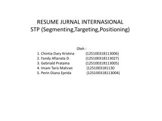 RESUME JURNAL INTERNASIONAL STP (Segmenting,Targeting,Positioning)