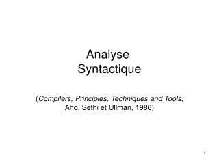 Analyse  Syntactique