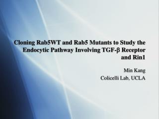 Cloning Rab5WT and Rab5 Mutants to Study the Endocytic Pathway Involving TGF-  Receptor and Rin1