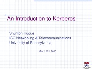An Introduction to Kerberos