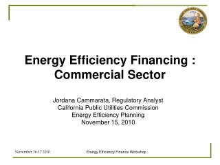 Energy Efficiency Financing : Commercial Sector