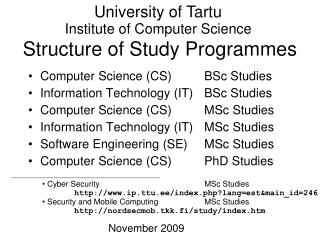 Structure of Study Programmes
