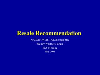 Resale Recommendation