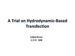 A Trial on Hydrodynamic-Based Transfection