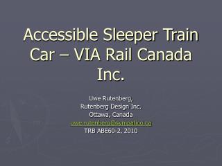 Accessible Sleeper Train Car – VIA Rail Canada Inc.