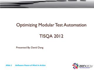 Optimizing Modular Test Automation TISQA 2012