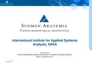 International Insitute for Applied Systems Analysis, IIASA