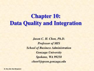 Chapter 10: Data Quality and Integration