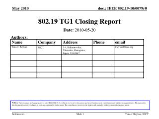 802.19 TG1 Closing Report