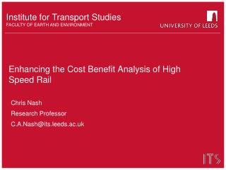 Enhancing the Cost Benefit Analysis of High Speed Rail