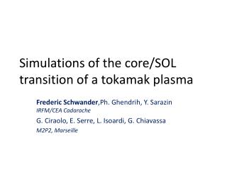 Simulations of the core/SOL transition of a tokamak plasma