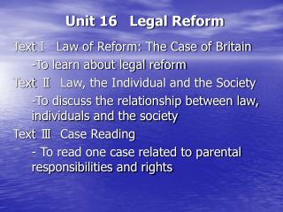 Unit 16 Legal Reform