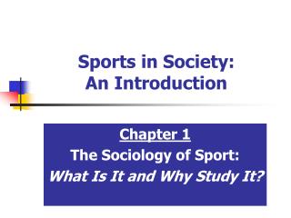Sports in Society: An Introduction