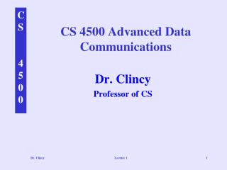CS 4500 Advanced Data Communications