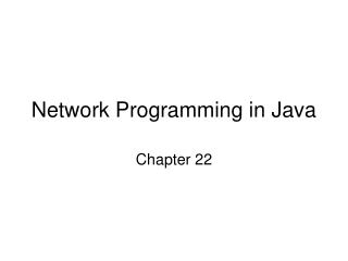 Network Programming in Java