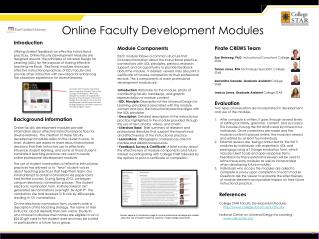 Online Faculty Development Modules
