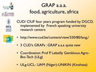 GRAP a.a.a. food, agriculture, africa