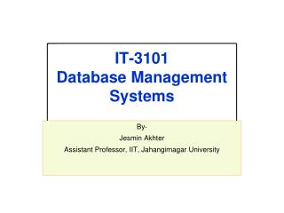 IT-3101 Database Management Systems