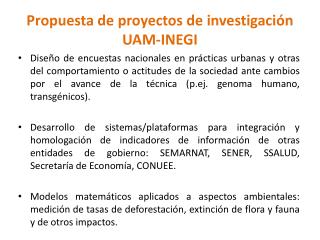 Propuesta de proyectos de investigación UAM-INEGI