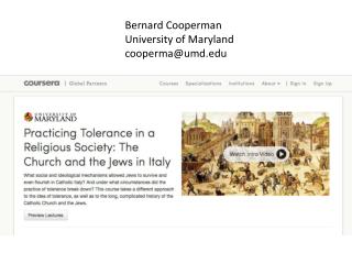 Bernard Cooperman University of Maryland cooperma@umd