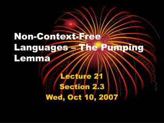 Non-Context-Free Languages – The Pumping Lemma
