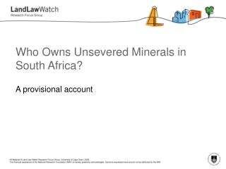 Who Owns Unsevered Minerals in South Africa?