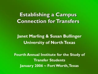 Establishing a Campus Connection for Transfers