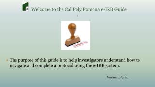 Welcome to the Cal Poly Pomona e-IRB Guide