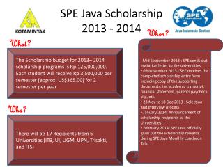 SPE Java Scholarship 2013 - 2014