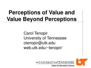 Perceptions of Value and Value Beyond Perceptions