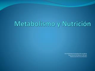 Metabolismo y Nutrición