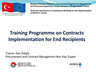 Training Programme on Contracts Implementation for End Recipients