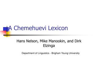 A Chemehuevi Lexicon