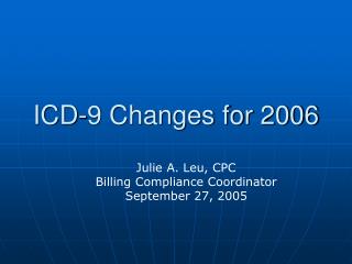 ICD-9 Changes for 2006