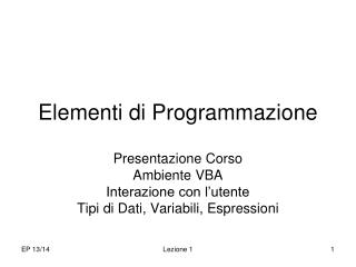 Elementi di Programmazione