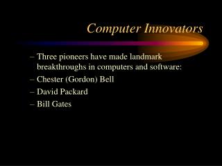 Computer Innovators