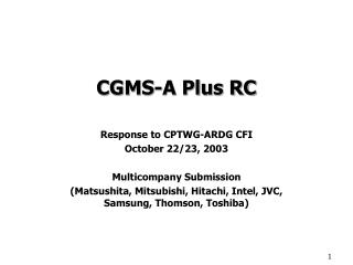 CGMS-A Plus RC