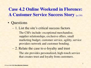 Case 4.2 Online Weekend in Florence: A Customer Service Success Story (p.150)