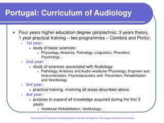Portugal: Curriculum of Audiology