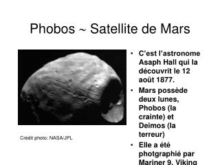 Phobos  Satellite de Mars