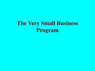 The Very Small Business Program