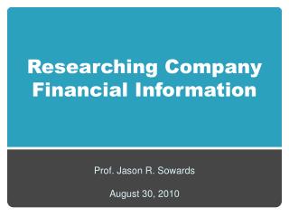 Researching Company Financial Information