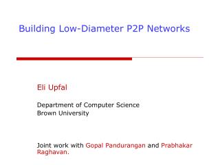 Building Low-Diameter P2P Networks