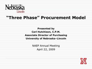 “Three Phase” Procurement Model Presented by Carl Hutchison, C.P.M.