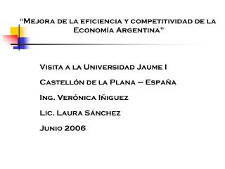 “Mejora de la eficiencia y competitividad de la Economía Argentina”
