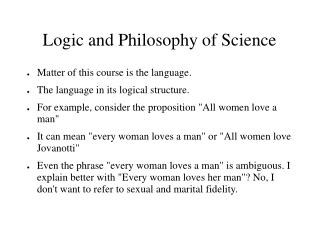 Logic and Philosophy of Science