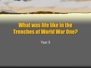What was life like in the Trenches of World War One?